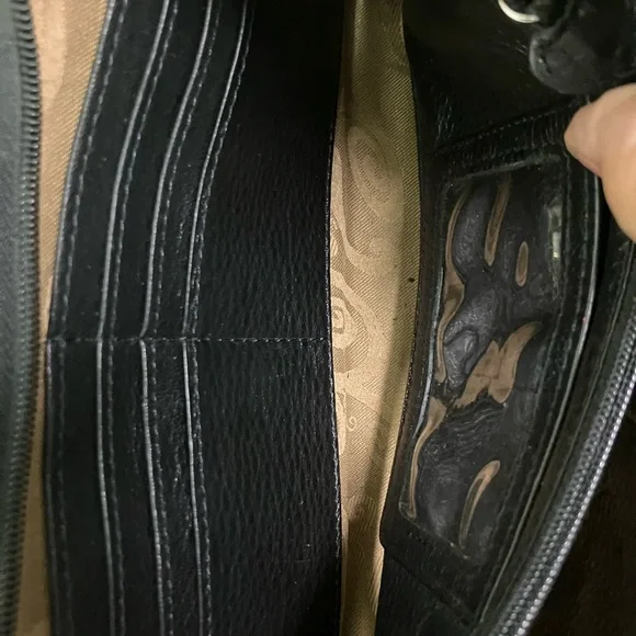 Brighton Crossbody Black Leather Bag Purse Croc Embossed Western Cowgirl Cottage - Picture 15 of 17